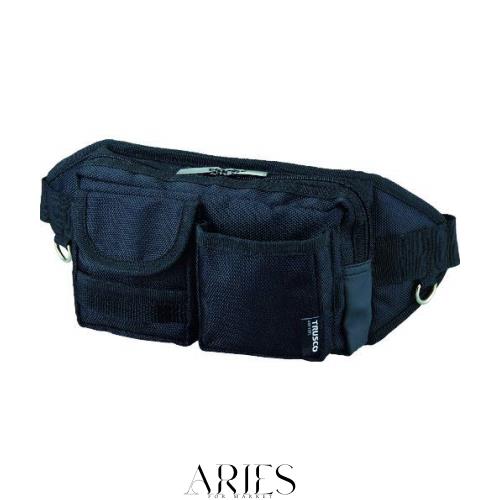 TRUSCO(トラスコ) ウエストポーチ 2ポケット ブラック TC-WDP-BK × 20個 【ケース販売】
