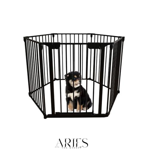 シンセーインターナショナル アイリスプラザ 犬 サークル 折りたたみペットサークル 組み換え自由 6枚セット ブラック