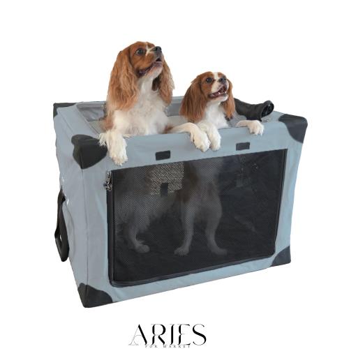 シンセーインターナショナル ペットキャリー 犬 猫 キャリー 折りたたみケージ ペットクレート Lサイズ グレー