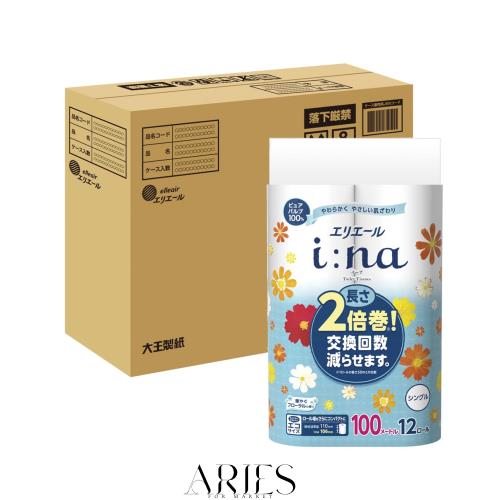 エリエール トイレットペーパー i:na(イーナ) 2倍巻き 100m×36ロール(12ロール×3パック) シングル パルプ100% 華やぐフローラルの香り