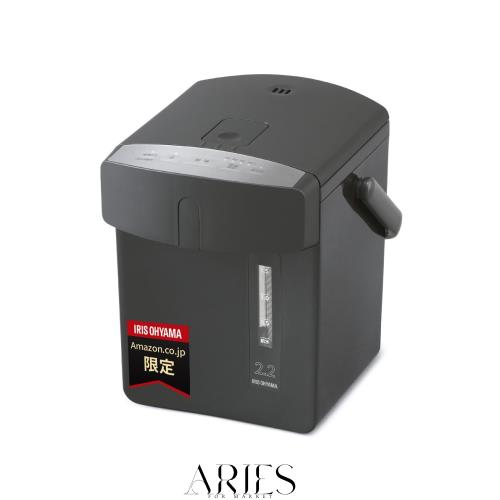 【Amazon.co.jp限定】【節電対策】 アイリスオーヤマ 電気ポット 2.2リットル 小型 マイコン式 保温調整 安全ロック カルキ抜き機能 ブラの通販は