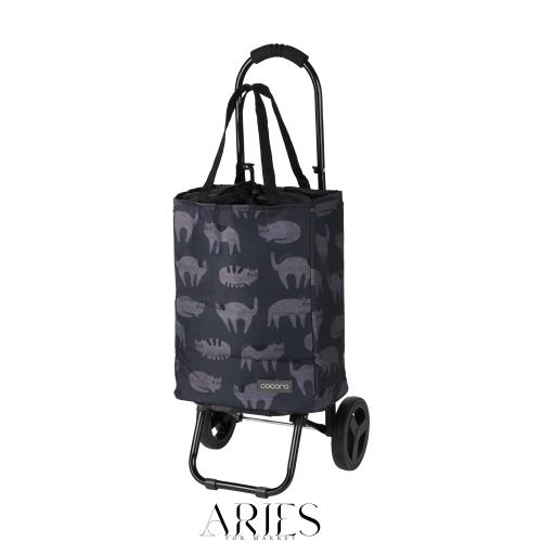 レップ(Rep) Cocoro(コ・コロ) ショッピングカート マオ トートカート ブラック 22L 荷物フック 猫柄 折り畳み式 ペットボトル ポケットの通販は 5,347円