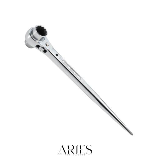 トップ工業 (TOP) ラチェットレンチ タフガチャ 輝(かがやき) 17x21mm 総磨き仕様 極厚シノ 鍛造品 日本製 KRMS-17X21SV