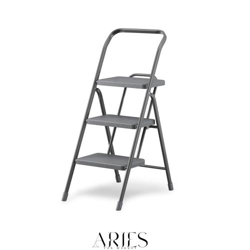 アイリスオーヤマ 折りたたみステップ 脚立 踏み台 3段 ダークグレー 幅40×奥行60×高さ79(使用時) お部屋に馴染むニュアンスカラー お