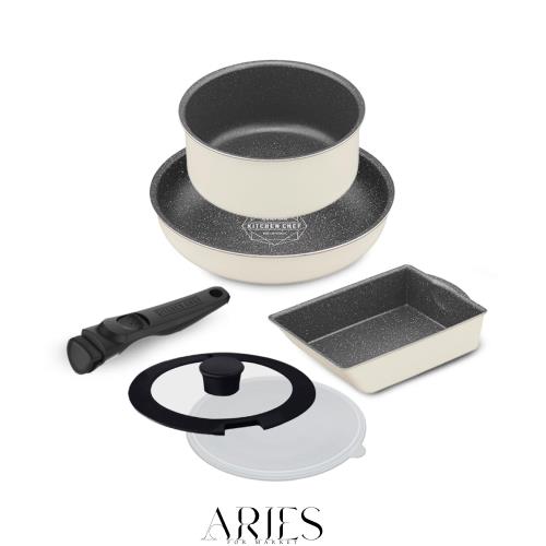 アイリスオーヤマ フライパン 鍋 セット IH＆ガス火対応 6点セット ダイヤモンドコートパン 取っ手の取れるフライパン お手入れ簡単 アイ