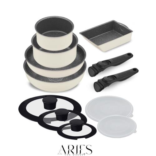 アイリスオーヤマ フライパン 鍋 セット IH＆ガス火対応 12点セット ダイヤモンドコートパン 取っ手の取れるフライパン お手入れ簡単 アイの通販は 14,078円