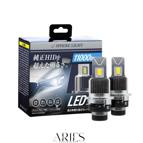 スフィアライト 純正HID用 LED ヘッドライト D2S 6000K ホワイト 11000lm 12V プロジェクターヘッドライト対応 車検対応 ポン付け バルブ