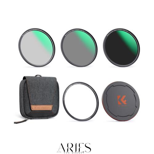 K＆F CONCEPT 52mm 磁気アダプターリング+CPL+ND8+ND64+マグネットレンズキャップ 5点セット NDフィルター PLフィルター 磁気吸着 装着便