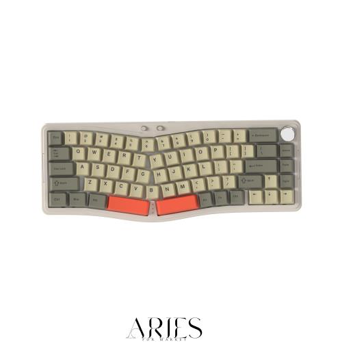 AKS068proゲーミングキーボード アリスレイアウト65% 68キー Sea Salt リニアスイッチ 3モード Bluetooth/2.4G/USB-C人間工学 ガスケット