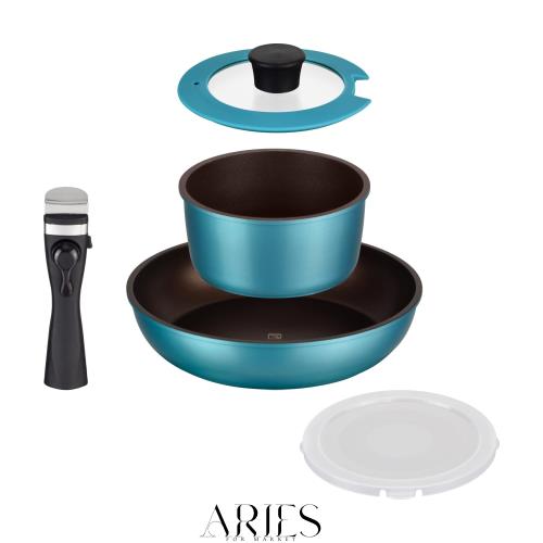 【Amazon限定品】和平フレイズ Lycka リュッカ フライパンセット 5点 ターコイズ 取っ手が取れる 鍋セット IH対応 ガス オーブン 食洗機の通販は