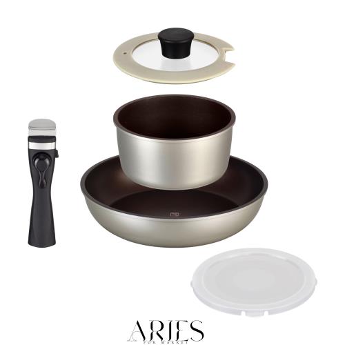 【Amazon限定品】和平フレイズ Lycka リュッカ フライパンセット 5点 サンド 取っ手が取れる 鍋セット IH対応 ガス オーブン 食洗機対応