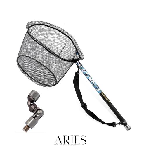 サンライク(SANLIKE) タモ網 玉網 ９段階 伸縮 カーボン製 小継玉の柄 超軽量 釣りタモ タもアミ ランディングネット 磯玉セット 4つ折り