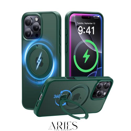 【2025最高傑作＆定点360度回転】CASEKOO iPhone 16 Pro Max 用 ケース 米軍MIL規格 耐衝撃 MagSafe対応 高耐久性【横縦両立・角度自由調