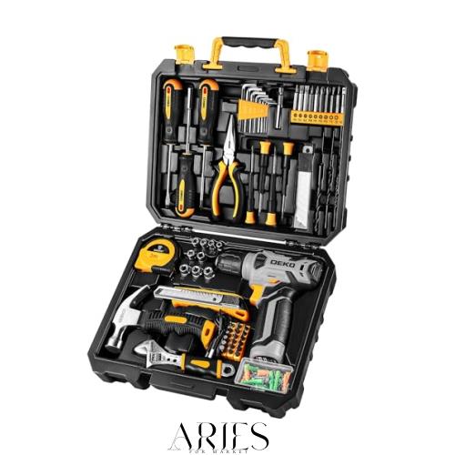 【8V電動ドリル付き】 工具セット 126点組 ピンク ホームツールセット 家庭用 ツールセット 日曜大工 DIYセット 作業工具セット 家具の組