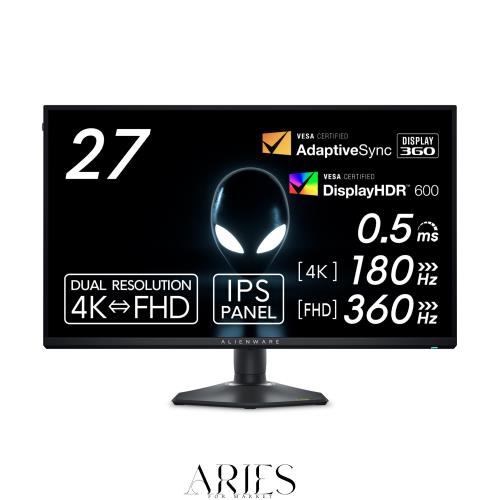 【Amazon.co.jp限定】Dell AW2725QF-A 27インチ デュアル解像度(4K/FHD) Alienware ゲーミングモニター(5年間無輝点保証/IPS,非光沢/DP1.