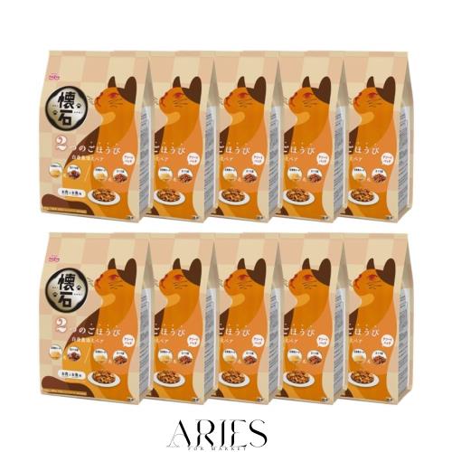 ペットライン 懐石 2つのごほうび 白身魚添えペア キャットドライ グルメ【 国産/小分け/トッピング】 650g 10袋 (ケース販売)