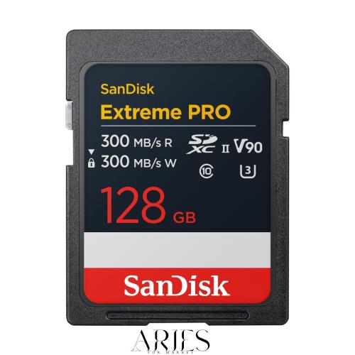 SanDisk 128GB Extreme PRO SDXC UHS-II メモリーカード - 最大300MB/秒の読み取りと書き込み速度、V90、8K、4K UHD、SDカード - SDSDXDM