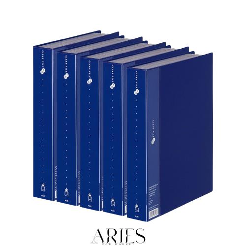 プラス クリアファイル スーパーエコノミー A4縦 80ポケット ネイビー 5冊セット