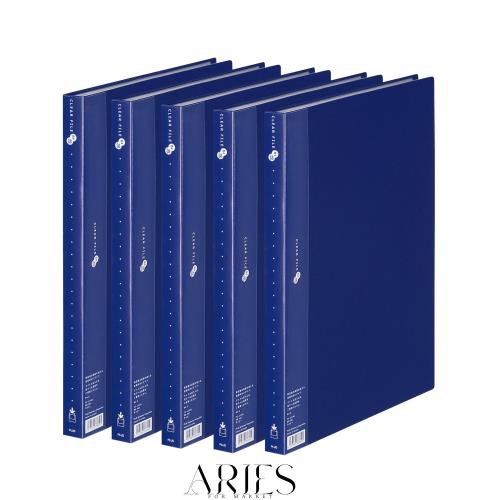 プラス クリアファイル スーパーエコノミー B4縦 40ポケット ネイビー 5冊セット