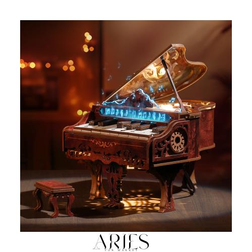 FUNPOLA 3Dパズル 動くピアノ 木製パズル 立体パズル 弾けるモデル おもちゃ 可動式模型 家の装飾 DIY楽器 子供と大人向け 知育玩具 贈り