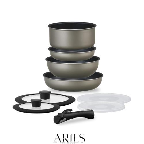 【Amazon.co.jp限定】 アイリスオーヤマ フライパン 鍋 セット フライパンセット IH ガス火対応 9点 ダイヤモンドコートパン シルバー 軽