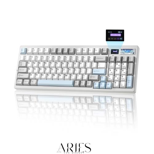 YUNZII IF99 96%レイアウト ワイヤレス ゲーミングキーボード メカニカル bluetooth/2.4G/有線 LCDスクリーン QMK/VIAプログラマブル ガ