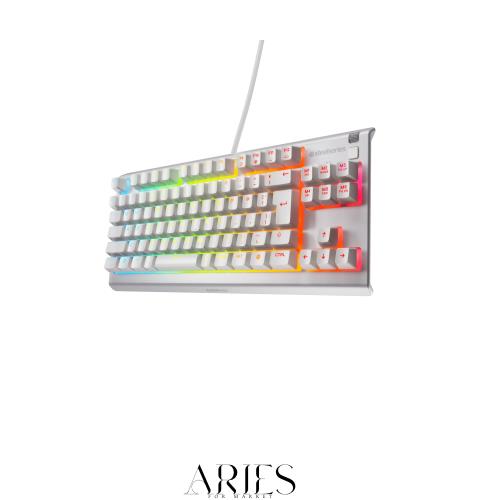 SteelSeries ゲーミングキーボード テンキーレス 有線 Apex 3 TKL White JP 日本語配列 静音スイッチ IP32防滴 24キー同時押し対応 ホワ
