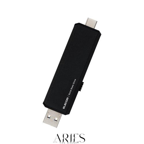 エレコム 外付けSSD 250GB USB3.2 (Gen2)対応 スライド式 Type-C/Type-A コネクタ iPhone/iPad 対応 ブラック ESD-EAWA0250GBK