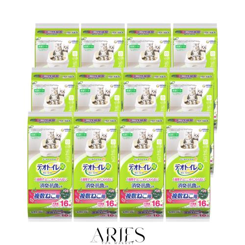 デオトイレ 複数ねこ用 ふんわり香る 消臭・抗菌シート ボタニカルの香り 16枚×12個セット【ケース販売】