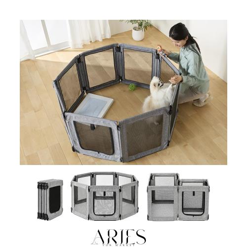 アイリスオーヤマ ペットサークル ケージ 折りたたんで洗える 組み換え可能 コンパクト収納 子犬 老犬 Lサイズ グレー 123長さ x 123幅 x