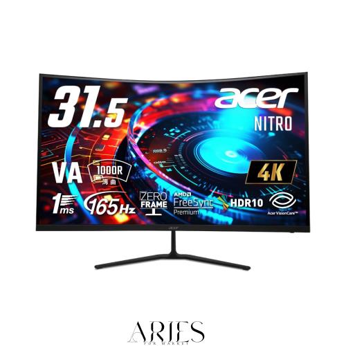 Acer Nitro 湾曲 ゲーミングモニター 31.5インチ 4K UHD 非光沢 広視野角 VA 165Hz 1ms(VRB) AMD FreeSync Premium HDR10 sRGB 99% ブル
