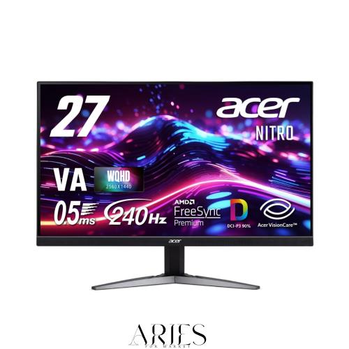 Acer Nitro ゲーミングモニター 27インチ WQHD 非光沢 広視野角 VA 240Hz 0.5ms(GTG) DCI-P3 90% AMD FreeSync Premium ブラックブースト