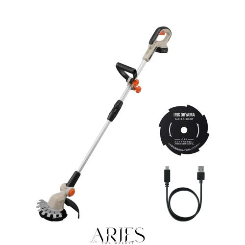 アイリスオーヤマ 充電草刈機 160mm 10.8V 金属刃 軽量 2.0kg Type-C充電式 バッテリー付属 充電式グラストリマー JGT16010TC サンドベー