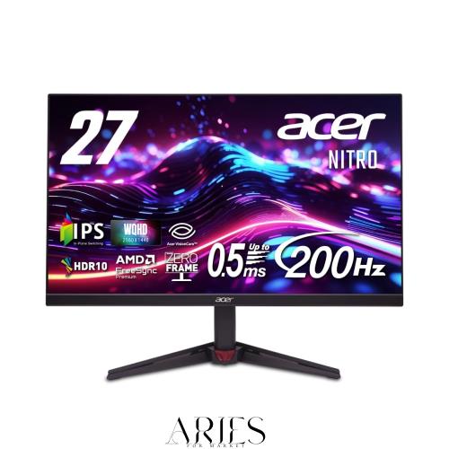 Acer 27インチ IPS WQHD 非光沢 200Hz 0.5ms DCI-P3 90% ブラックブースト HDR10 AMD FreeSync Premium HDMI 2.0 DisplayPort v1.4 スピ
