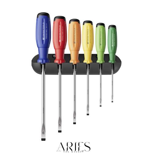 PB SWISS TOOLS ピービースイスツールズ スイスグリップEVO レインボー マイナスドライバーセット 6本組 箱入 38240.HRBCBB