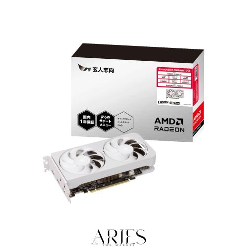 玄人志向 AMD Radeon RX 9060 XT 搭載 グラフィックボード 8GB ホワイトモデル デュアルファン 【国内正規品】 RD-RX9060XT-E8GB/WHITE/D
