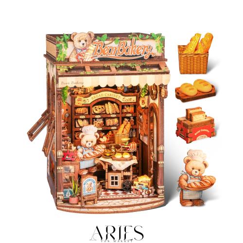 FUNPOLA 立体パズル 3Dパズル ブックヌック キット 木製パズル DIY ミニチュア ドールハウス 本棚入れ ブックエンド 展示用 クラフトセッ