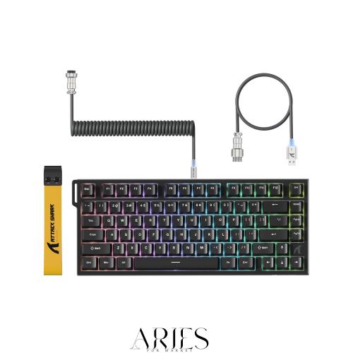 ATTACK SHARK R82HE ゲーミングキーボード ラピッドトリガー メカニカル有線75% コンパクトRT0.005mm 8000hz RGB バックライトUSB 磁気ス