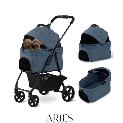 アイリスオーヤマ 3WAY ペットカート 小型犬 中型犬 ネイビー 犬用 分離型 折り畳み TPC-990