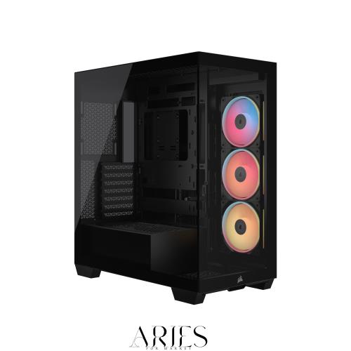 CORSAIR 3500X LX-R RGB iCUE LINKミドルタワーPCケース — 3基の標準搭載LX120-R RGBリバースファン搭載 — iCUE LINK System Hub付属 — G