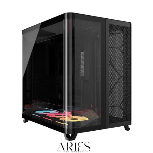 CORSAIR AIR 5400 LX-R RGB iCUE LINK ミドルタワートリプルチャンバーデザインーPCケース ？ 3x LX-R RGBリバースローターファン、エアフ