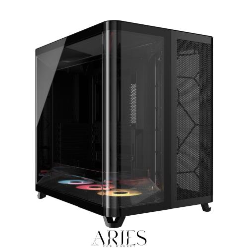 CORSAIR AIR 5400 RS-R ARGB ミドルタワートリプルチャンバーデザインーPCケース ？ 3x RS120-R ARGBリバースローターファン、エアフロー