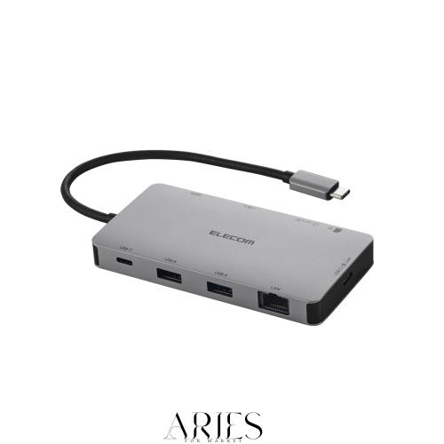 エレコム USB-C ハブ ドッキングステーション 9-in-1 PD 140W対応 USB-C×2 USB-A×2 HDMI 4K60Hz SD＋microSD LAN シルバー DST-090BP1S