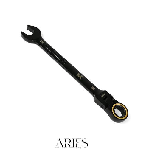 フジ矢(Fujiya) 首振りラチェットレンチ 黒金 12mm ギア数90で狭所作業に ヘッド交換可能 CWL-12-BG