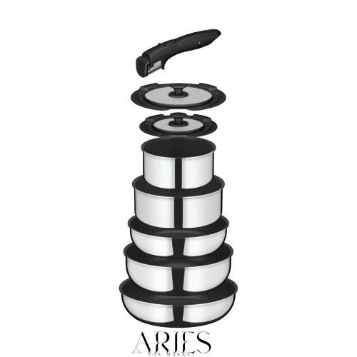 サーモス デュラブルシリーズ 取っ手のとれるフライパン8点セット IH･ガス火対応 ステンレス フライパン･鍋は食洗機対応 ミラー仕上げデ