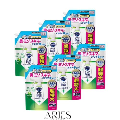 キュキュット 【ケース販売】【大容量】 クリア除菌CLEAR泡スプレー緑茶の香り つめかえ用 1250ｍｌ×6個 【Amazon.co.jp限定】