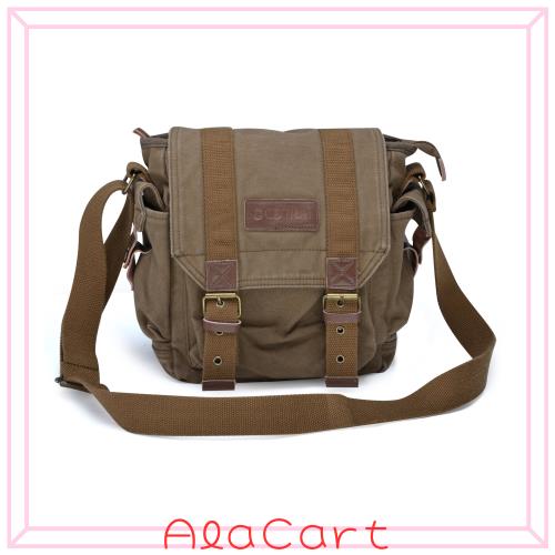 Gootium 帆布メッセンジャーバッグ キャンバス ショルダーバッグ レトロ 男女兼用 オリーブブラウンの通販は 6,162円