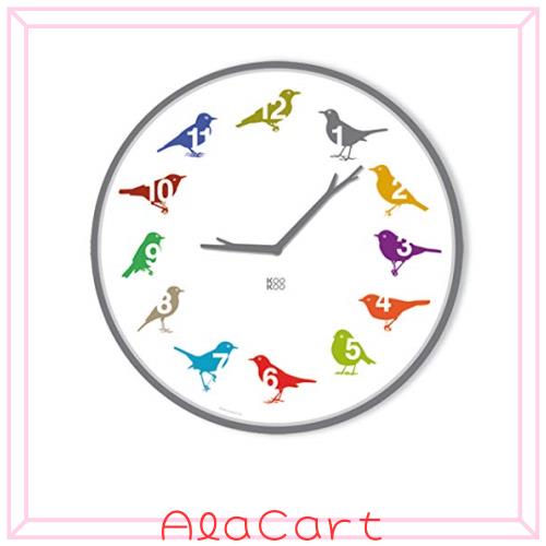 KOOKOO （クークー）ウルトラ フラット モダンなデザイン 鳥の声で時を知らせる 壁掛け時計 掛け時計 森の時計 鳥 さえずり アニバーサリ
