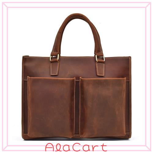 [Luufan] 本革 ビジネスバッグ メンズ トートバッグ 牛革 レトロ 通勤鞄 2way ブリーフケース 14インチPC収納 レザー ショルダーバッグ