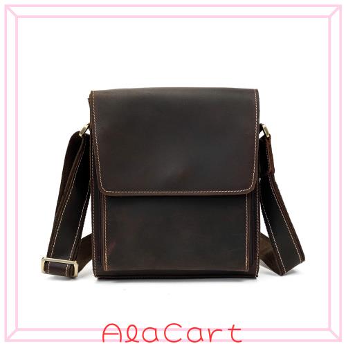 [Luufan] ショルダーバッグ 本革 メンズ フラップ 肩掛けバッグ 牛革 9.7インチ iPad対応 カジュアル メッセンジャーバッグ ダークブラウ